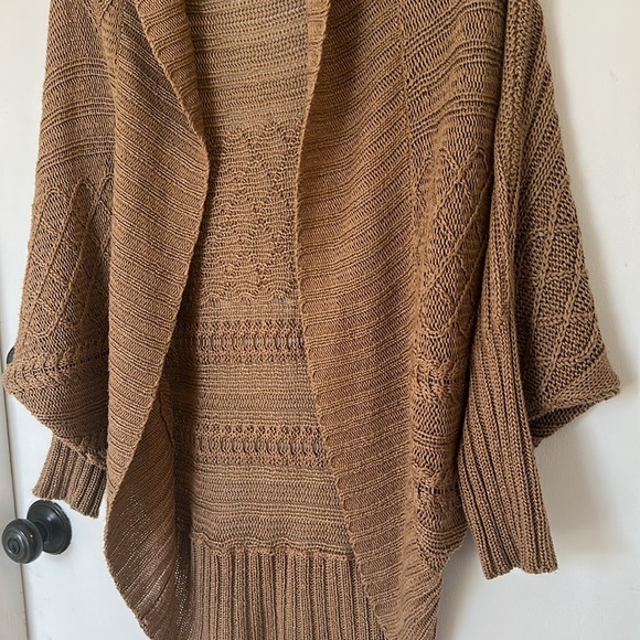 Zara Knit Cocoon Batwing Open Front Sweater Cardigan Brown Medium - Picture 2 of 5